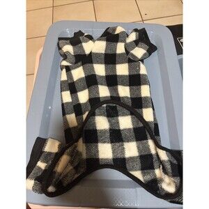 Duke and Daisy, soft dog outfit, black, and white plaid size large
